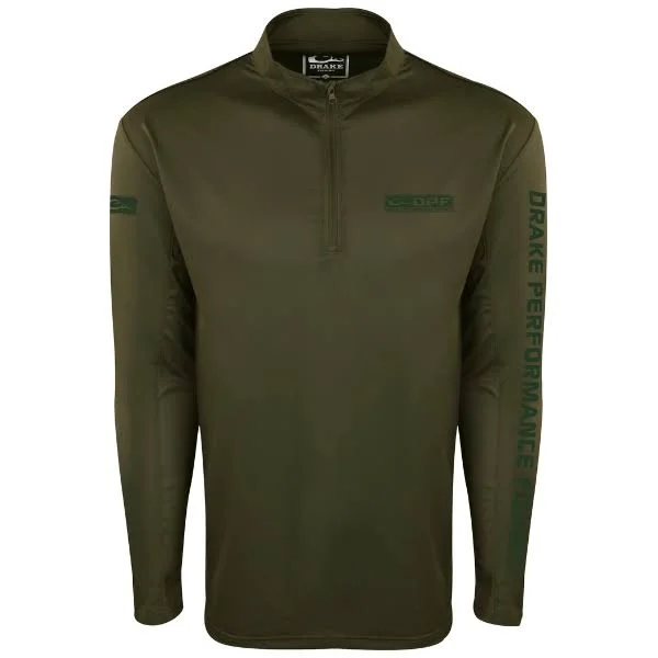 Drake Shield 4 Arched Meshback 1/4 Zip Jacket, Olive, 2XL