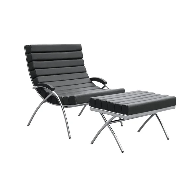 Fine Mod Imports Classic Chair & Ottoman - White