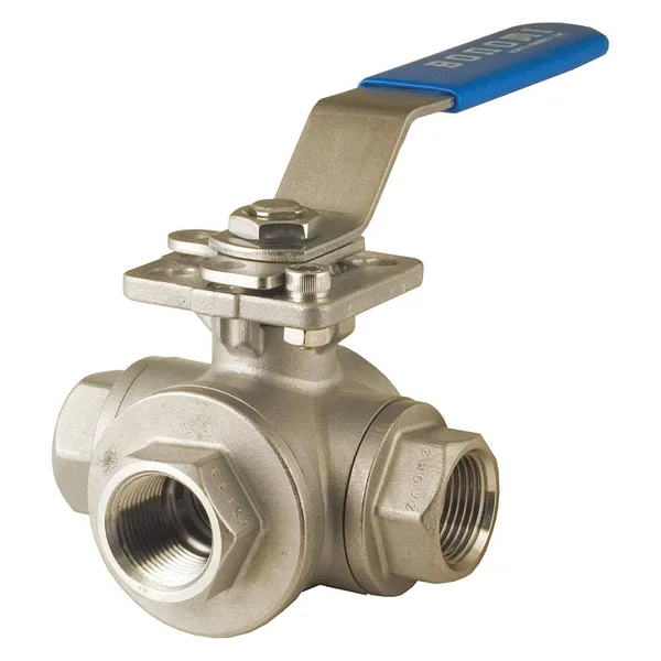 Bonomi - 966N-1 - Ball Valve - 316 Stainless Steel, 3-Way, 3-Piece, Pipe Size 1 in