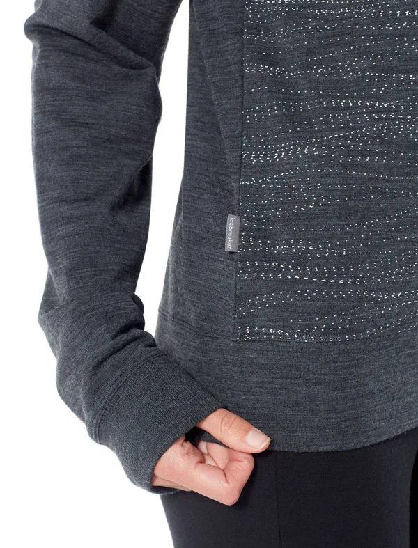 Icebreaker Women's Zoya Long Sleeve Crewe Drift Horizons Jet Heather L
