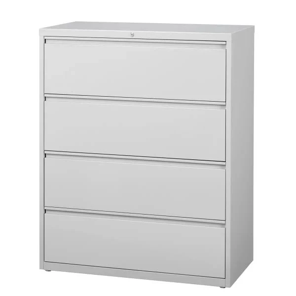 WorkPro 42In.W 4 Drawer Steel Lateral File Cabinet Light Gray