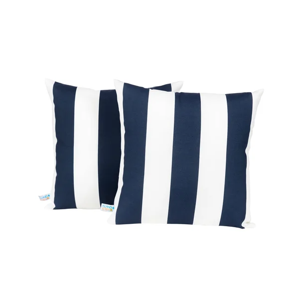 Island Retreat All-Weather Outdoor Throw Pillows (Set of 2) - Navy/White Stripe