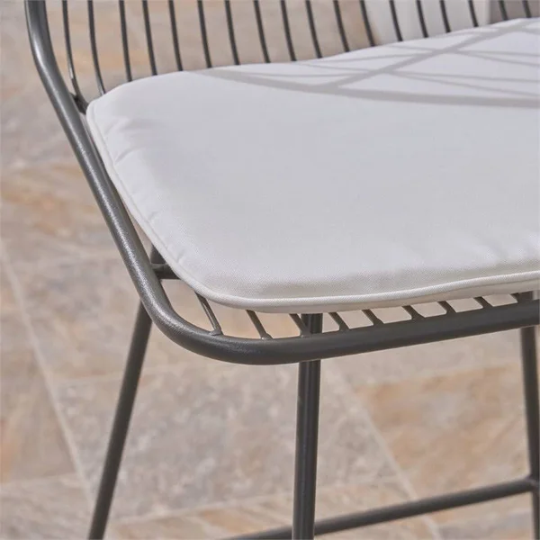 Noble House Niez Outdoor 26x22 Counter Stool in Gray (Set of 4)