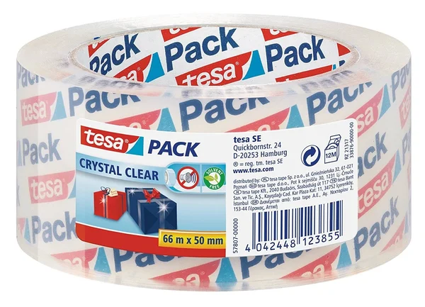TESA UK Crystal Clear Packaging Tape for Heavy Items, 66 M x 50 mm - 6 Rolls
