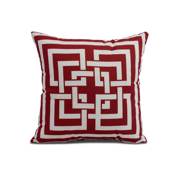 Contemporary Home Living 16x22 Red and White Greek New Key Geometric Decorative Nautical Throw Pillow - Down Alternative Filler