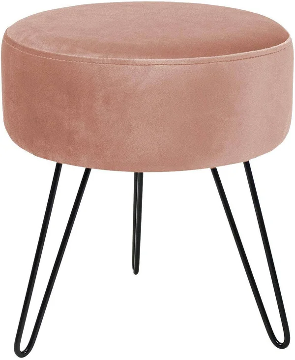 Sorbus Velvet Footrest Stool - Mid-Century Modern Luxe Ottoman - Round/Square 4 Colors Rose Round in Black