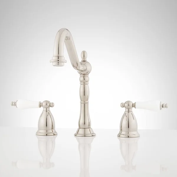 Signature Hardware 900907 Victorian 1.2 GPM Widespread Bathroom Faucet with Drai Polished Nickel 329435