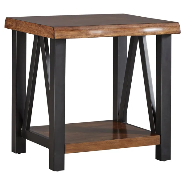 Hartwell Living Edge Rustic Industrial Accent Table Brown Inspire Q