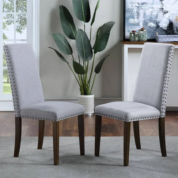 Harper & Bright Designs Light Grey Upholstered Dining Chairs (Set of 2) - Gray