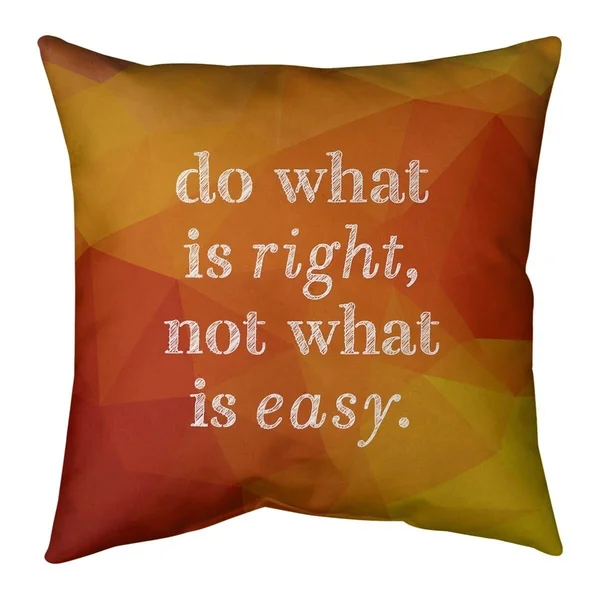 Quotes Faux Gemstone Do What Is Right Quote Pillow (Indoor/Outdoor) - 20 x 20 - Square - Zipper Closure - Large - Polyester