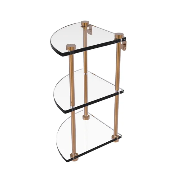Allied Brass Glass Three-Tier Corner Shelf Black Matte
