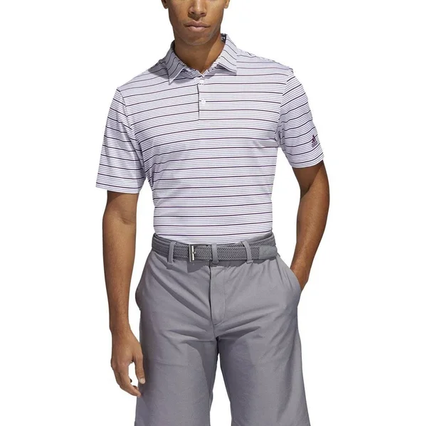 Adidas Ultimate365 Pencil Stripe Polo White/Tech Purple/Glory Purple