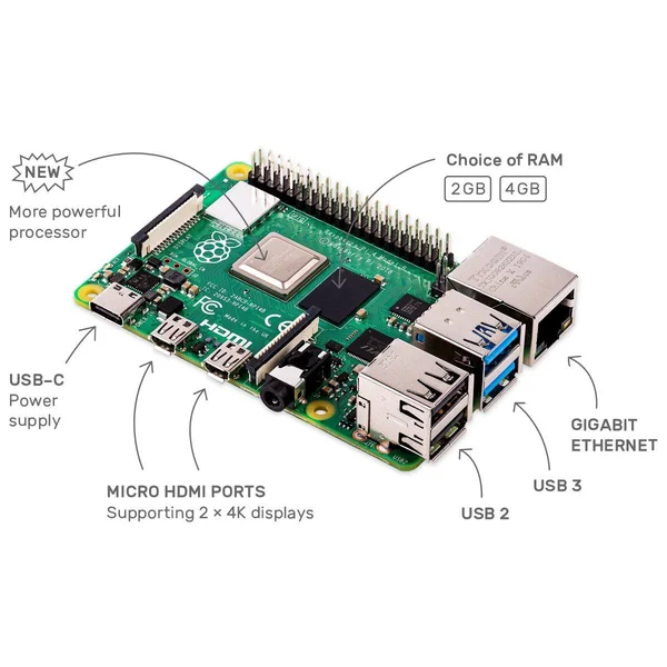 Raspberry Pi 4 Model B - Single-board computer - Broadcom BCM2711 - 1.5 GHz - RAM 8 GB - 802.11a/b/g/n/ac, Bluetooth 5.0
