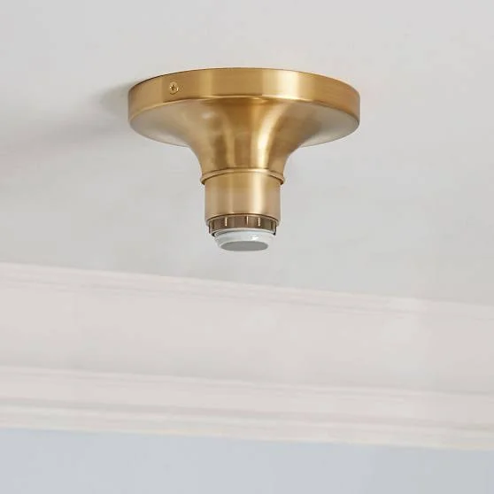 Sculptural Glass Flushmount Canopy Damp UL - Flushmount, Brushed Brass