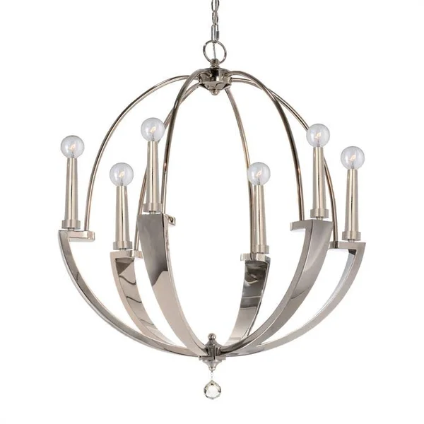 Crystorama 7576-PN Palmer 6 Light Chandelier - Polished Nickel