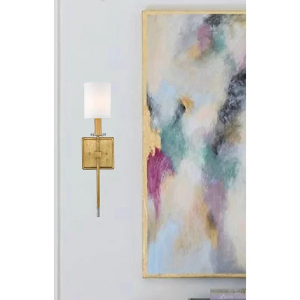 Dressy Glam 1-Light Wall Sconce with Modern Shade in Antique Gold