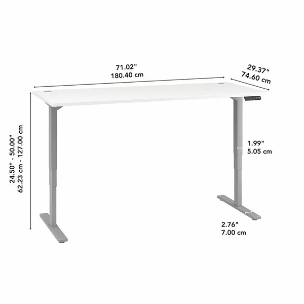 Bush Business Furniture hat7230whk 72w x 30D Height Adjustable Standing Desk in White