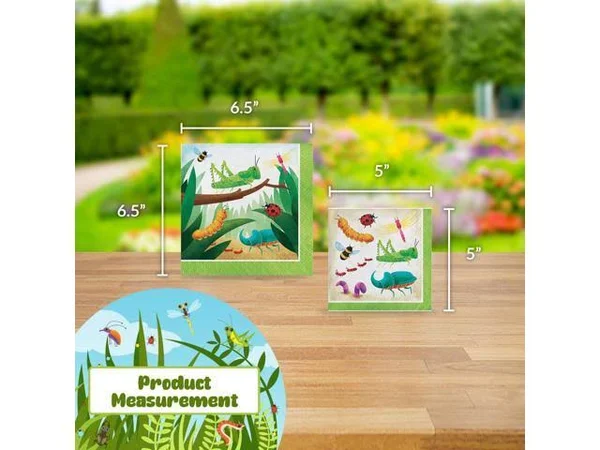 Creative Converting Birthday Bugs Party Dinnerware Bundle, Napkins, Plates, Table Cover, Bug-Themed Birthday Party, Baby Showe