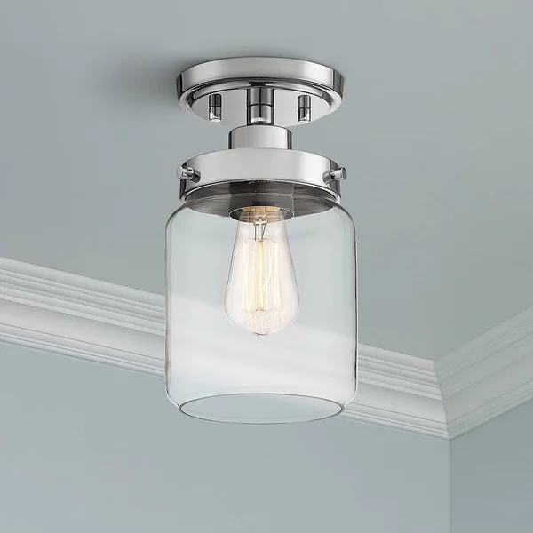 Devonshire 6x22 Wide Chrome and Glass Ceiling Light