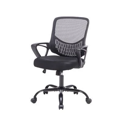 Mid Back Swivel Mesh Chair with Armrest (Black) Inbox Zero