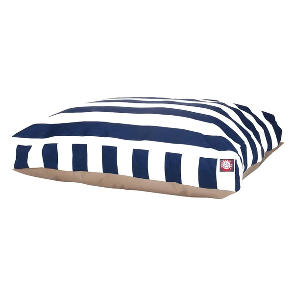 Majestic Pet Navy Blue Vertical Stripe Medium Rectangle Pet Bed