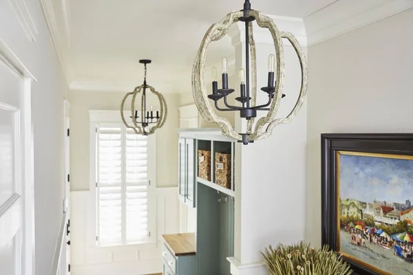 Quoizel Castleton Weathered Black with Faux Light Distressed Wood Farmhouse Geometric Medium (10-22-in) Pendant Light, LWS4314A